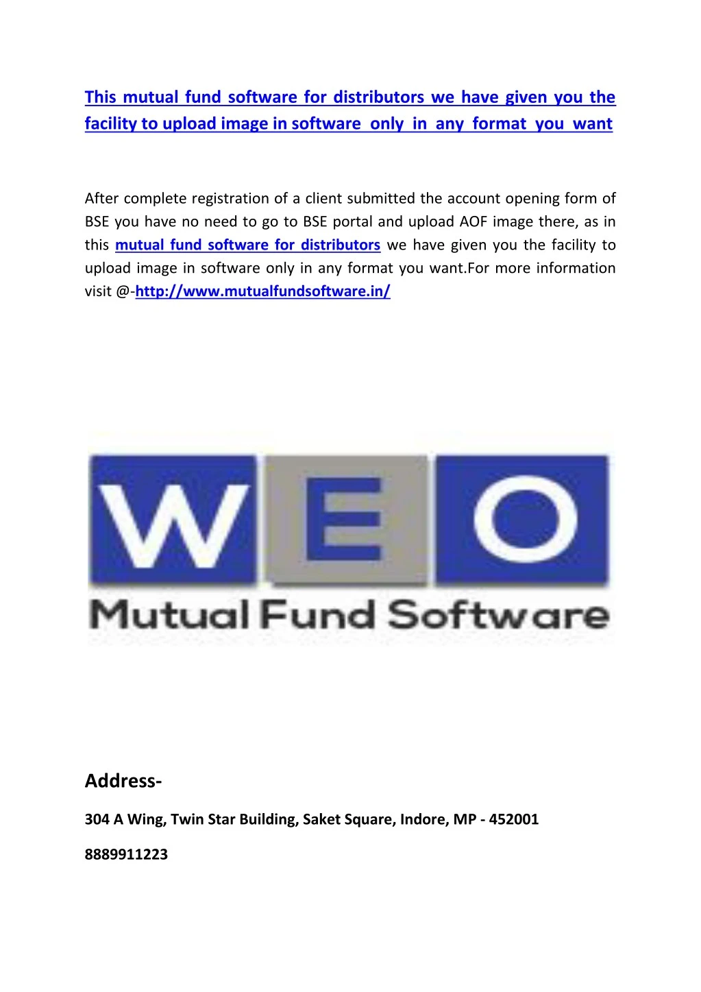 this mutual fund software for distributors