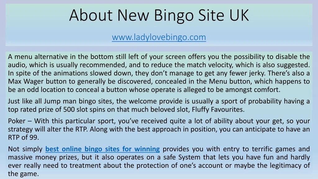 about new bingo site uk www ladylovebingo com
