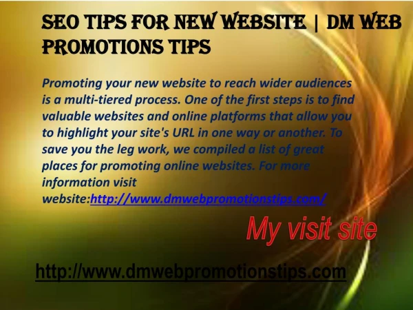seo tips for new website dm web promotions tips