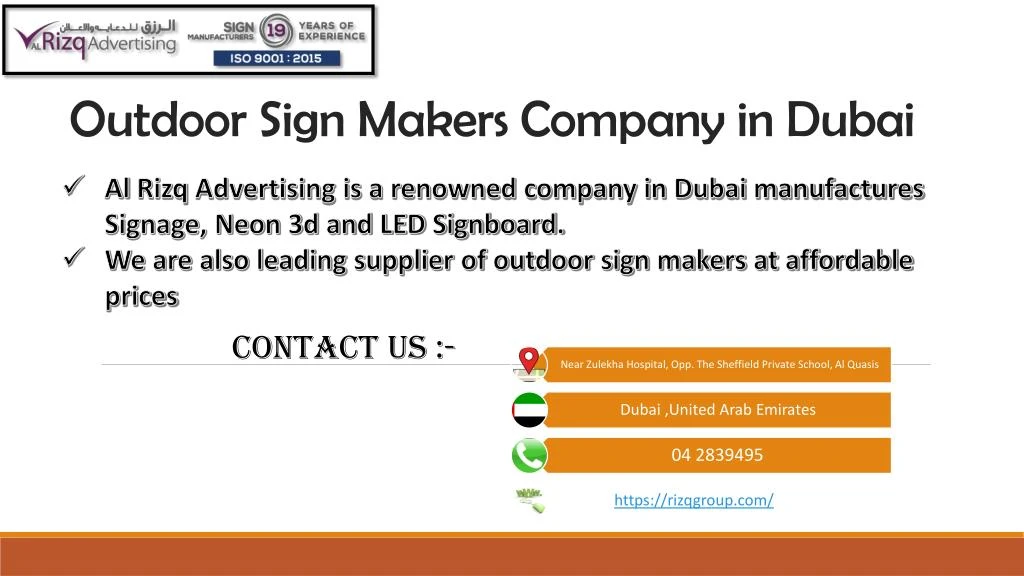outdoor sign makers company in dubai