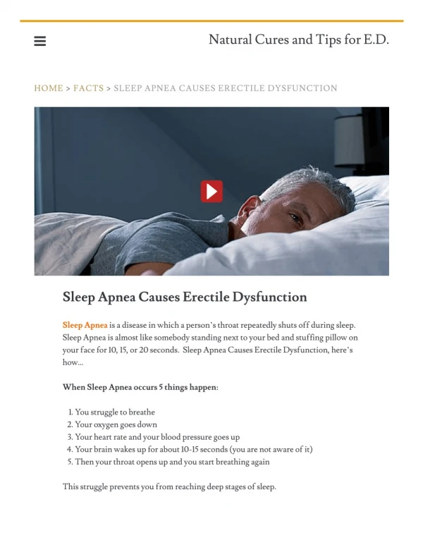 Sleep Apnea Causes Erectile Dysfunction