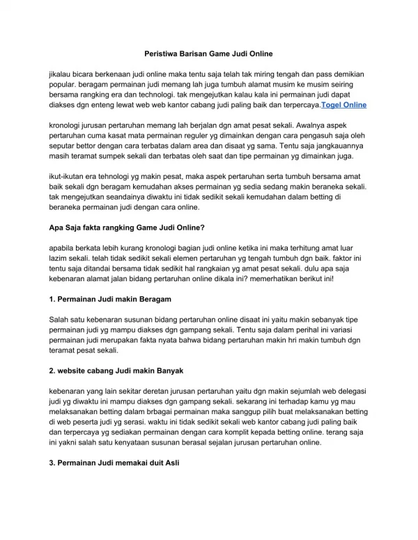 peristiwa barisan game judi online