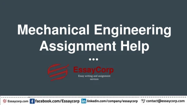 Mechanical Engineering Assignment Help by Essaycorp