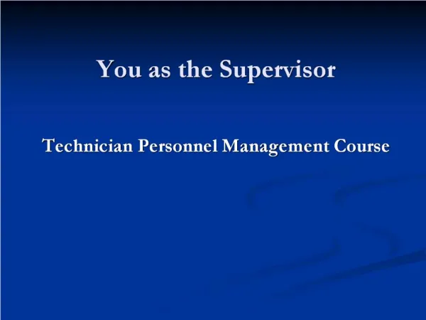 You as the Supervisor