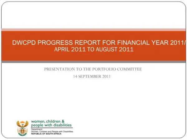 DWCPD PROGRESS REPORT FOR FINANCIAL YEAR 2011
