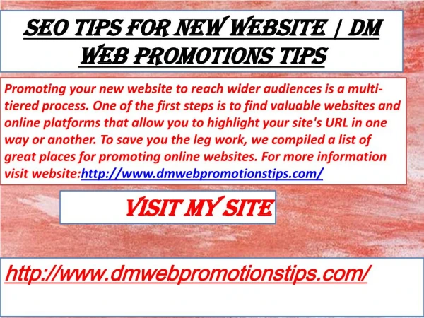 seo tips for new website dm web promotions tips