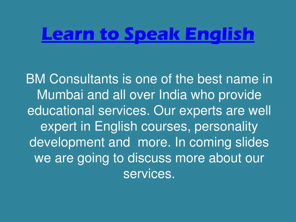 learn to speak english