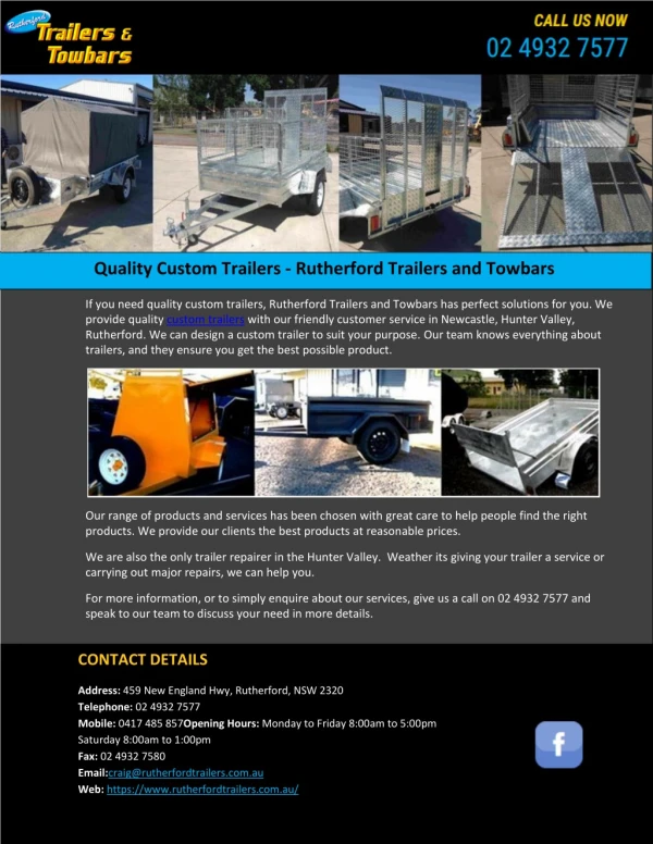 Quality Custom Trailers - Rutherford Trailers and Towbars