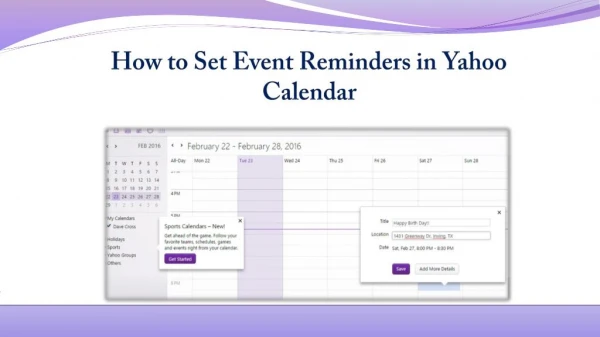 How to Set Event Reminders in Yahoo Calender