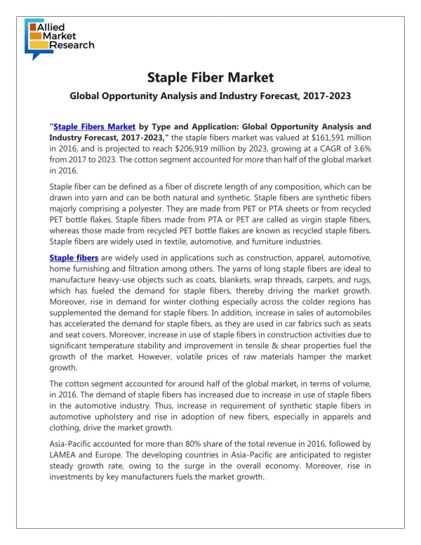 Staple Fiber Market