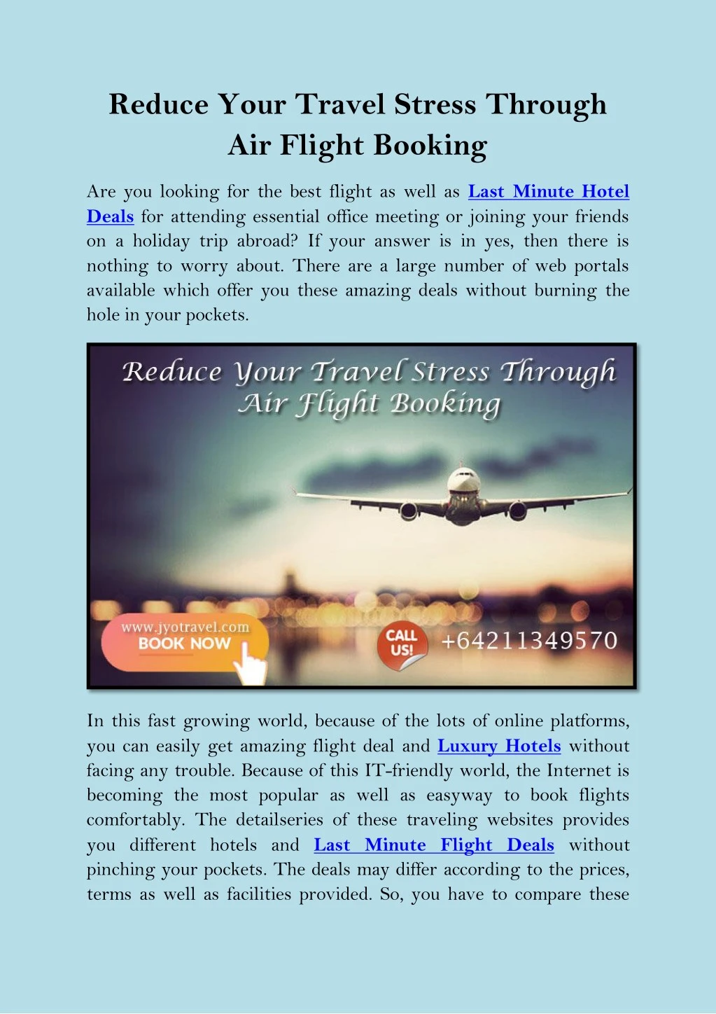reduce your travel stress through air flight