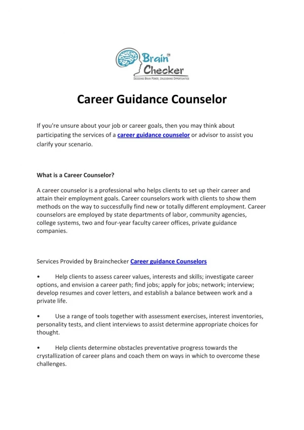Career Guidance Counselor