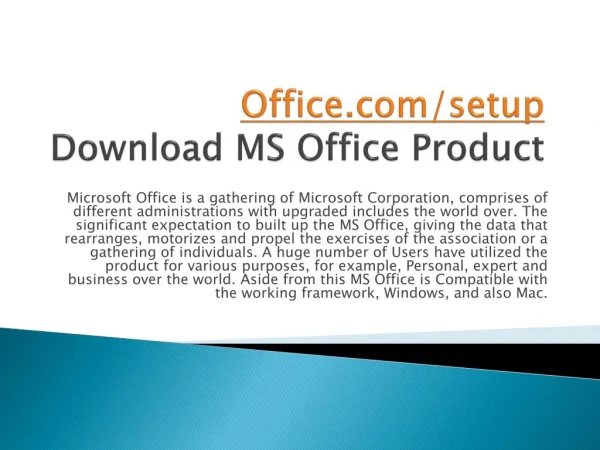 WWW.OFFICE.COM/SETUP | DOWNLOAD AND INSTALL YOUR MS OFFICE PRODUCT ONLINE