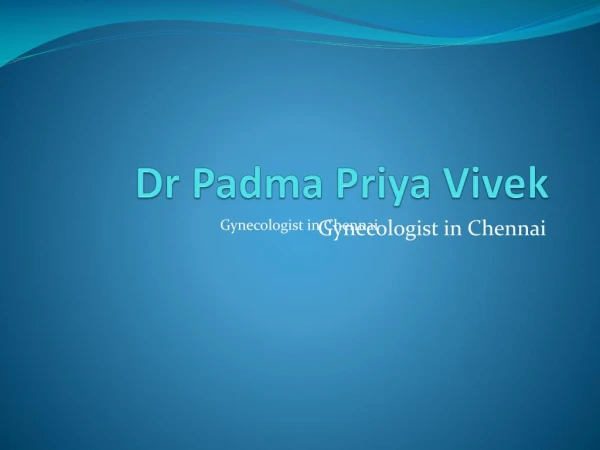 Best Gynecologist in Chennai