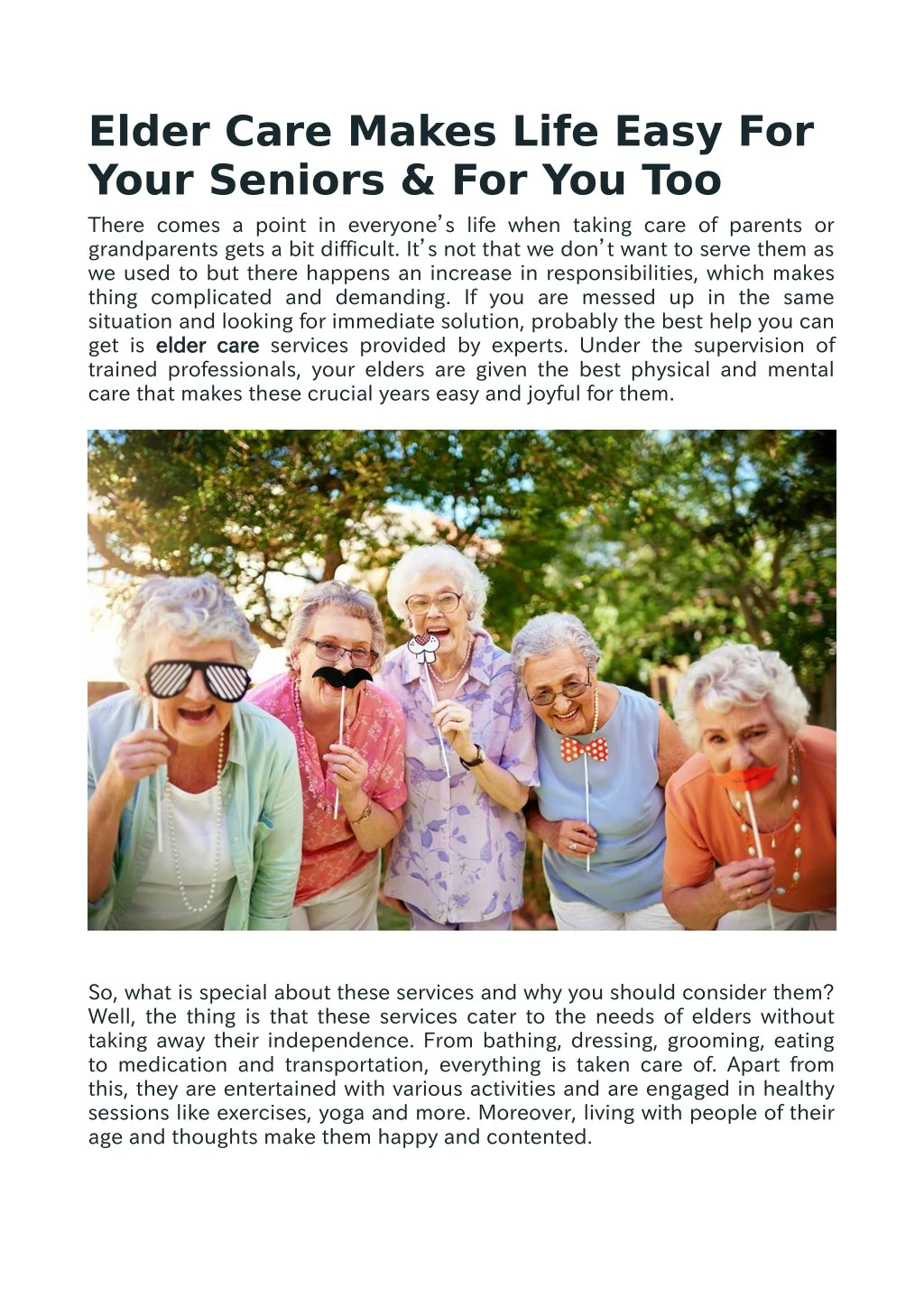 elder care makes life easy for your seniors
