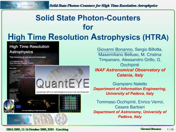 Solid State Photon-Counters for High Time Resolution Astrophysics HTRA