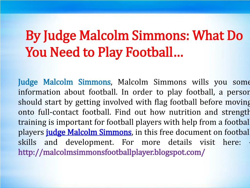 by judge malcolm simmons what do you need to play