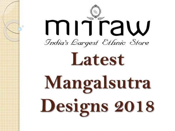 Latest Long & Short Mangalsutra Designs 2018