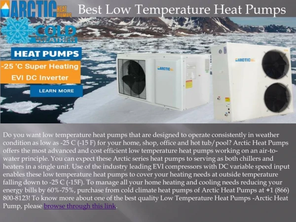 Best Low Temperature Heat Pumps