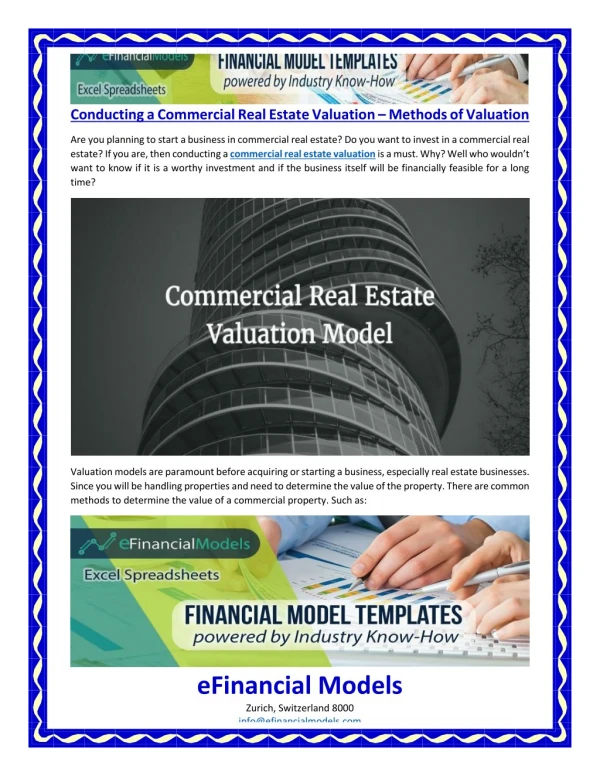 Conducting a Commercial Real Estate Valuation – Methods of Valuation