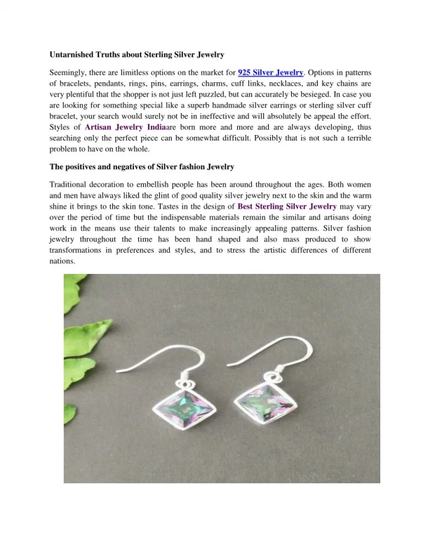 Untarnished Truths about Sterling Silver Jewelry