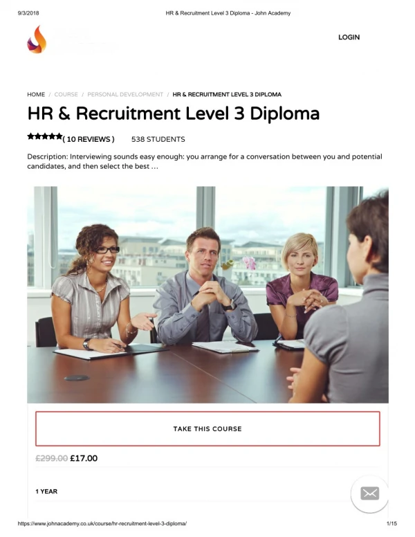 HR & Recruitment Level 3 Diploma - john Academy