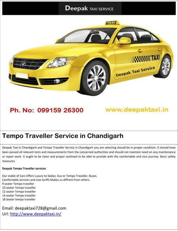 Tempo Traveller Service In Chandigarh