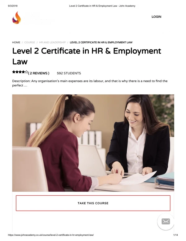 Level 2 Certificate in HR & Employment Law - John Academy