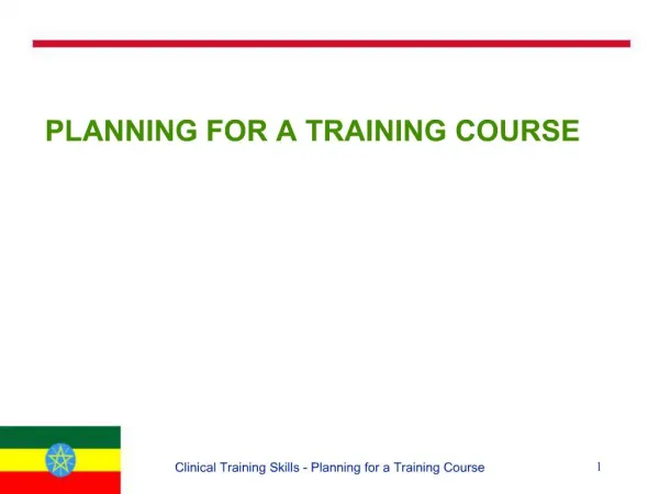 PLANNING FOR A TRAINING COURSE