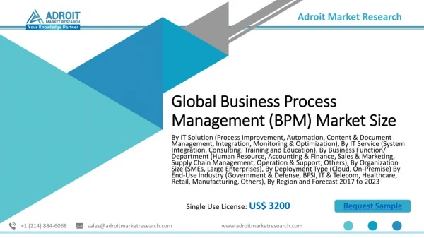 Business Process Management (BPM) Market: Global Industry Analysis, Size, Sales and Forecast By 2023