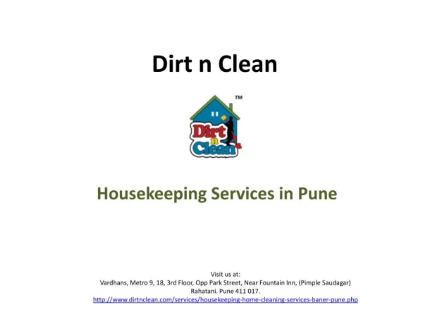 Housekeeping, Home Cleaning Services in Baner, Pune - Dirt n Clean