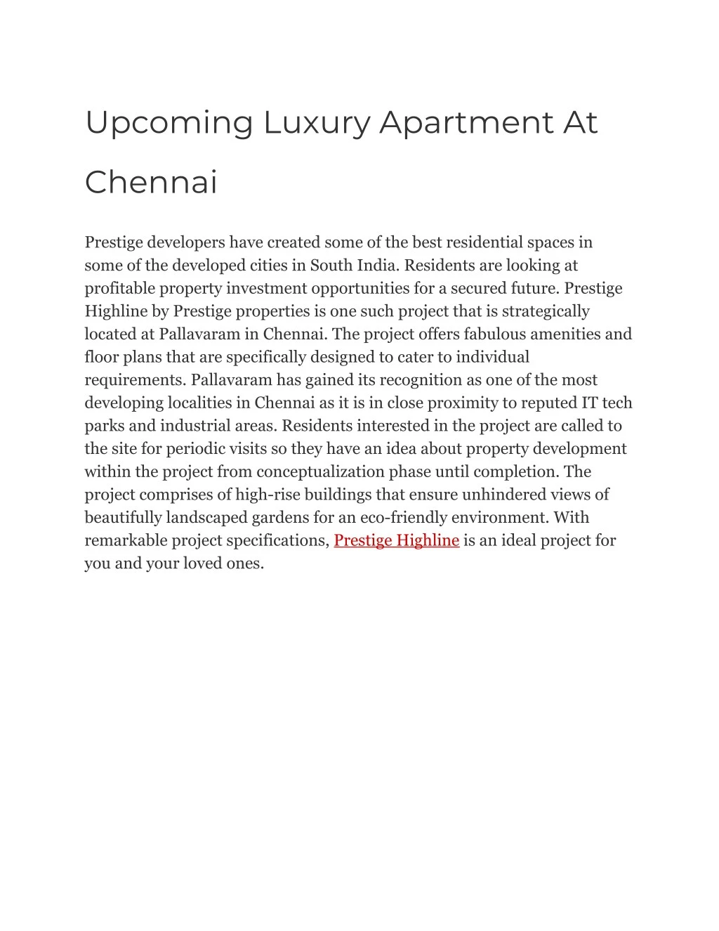 upcoming luxury apartment at