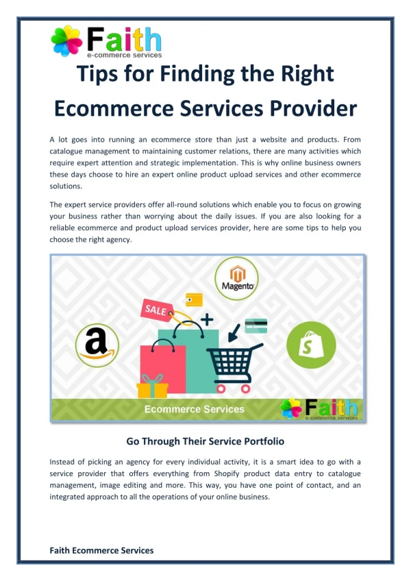 Tips for Finding the Right Ecommerce Services Provider