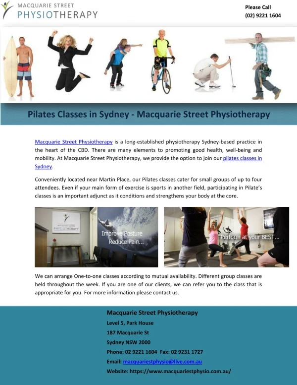 Pilates Classes in Sydney - Macquarie Street Physiotherapy