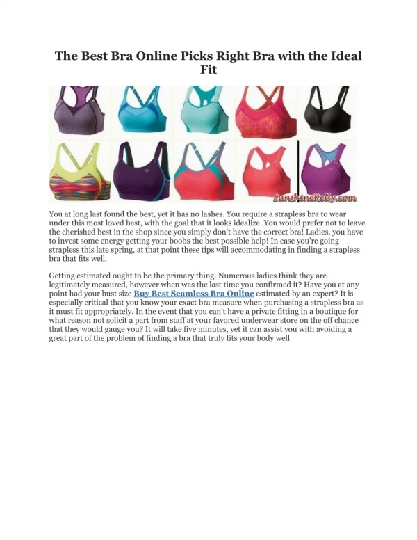 The Best Bra Online Picks Right Bra with the Ideal Fit
