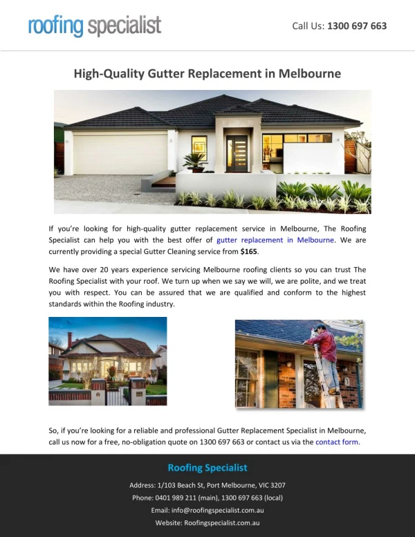 High-Quality Gutter Replacement in Melbourne