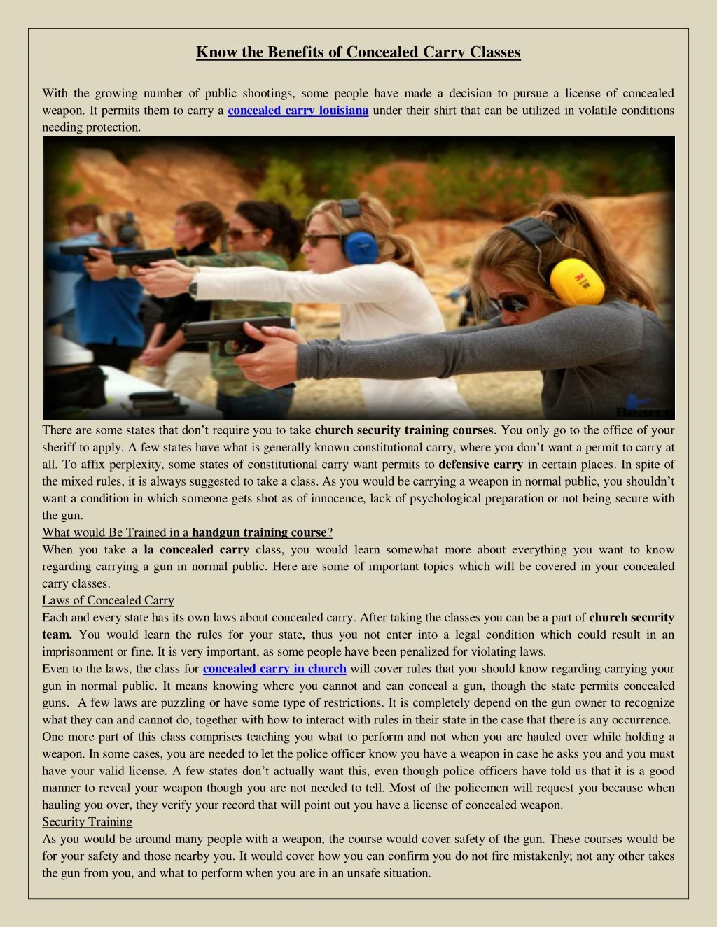 know the benefits of concealed carry classes with