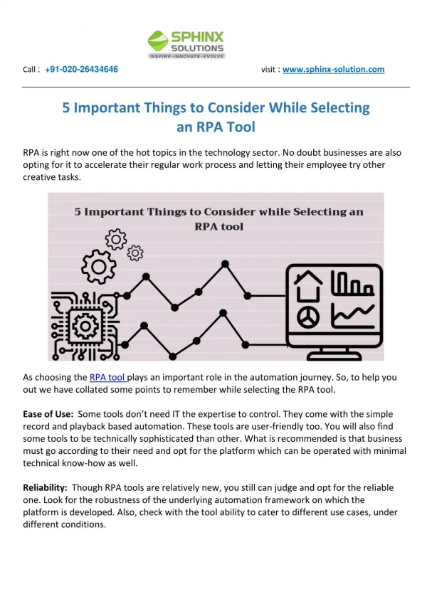 5 Important Things to Consider While Selecting an RPA Tool