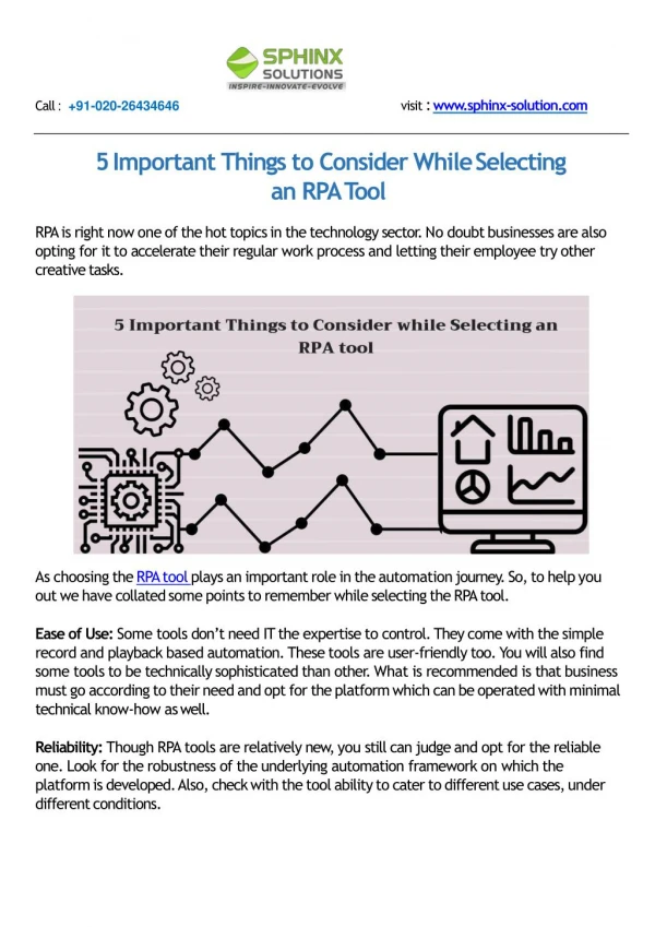 5 Important Things to Consider While Selecting an RPA Tool
