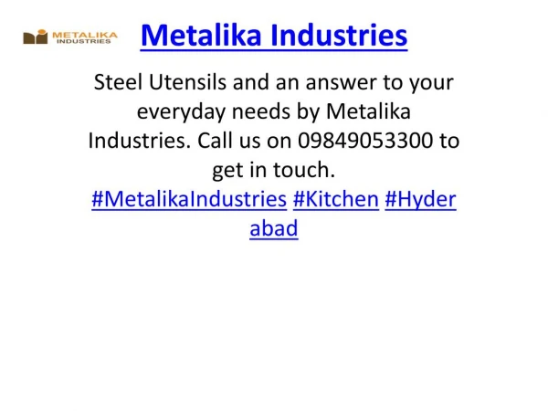 Commercial Kitchen Equipment in HYD | Metalika Industries