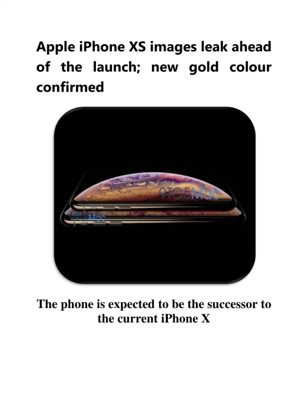 Apple iPhone XS Images Leak Ahead of the Launch; New Gold Colour Confirmed