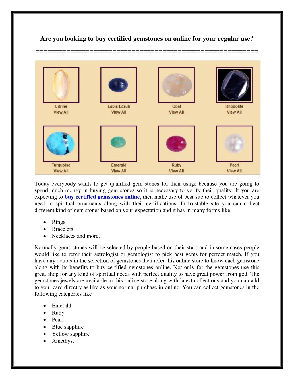 are you looking to buy certified gemstones