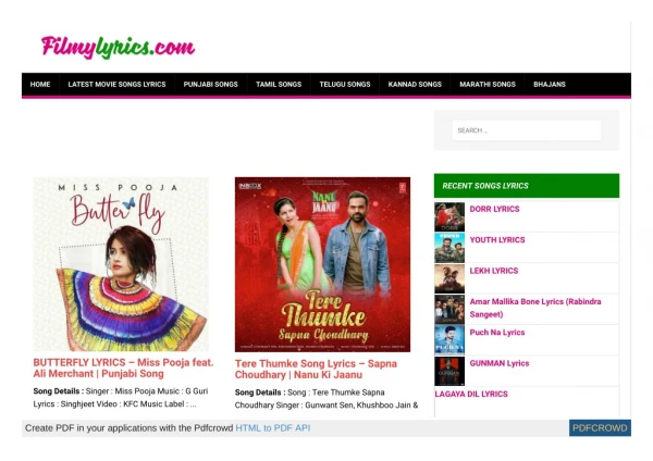 Latest Movie Songs Lyrics, Hindi Movie Songs Lyrics And Video at FILMYLYRICS.COM