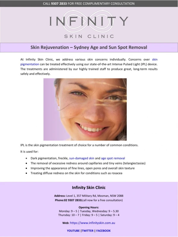 Skin Rejuvenation – Sydney Age and Sun Spot Removal