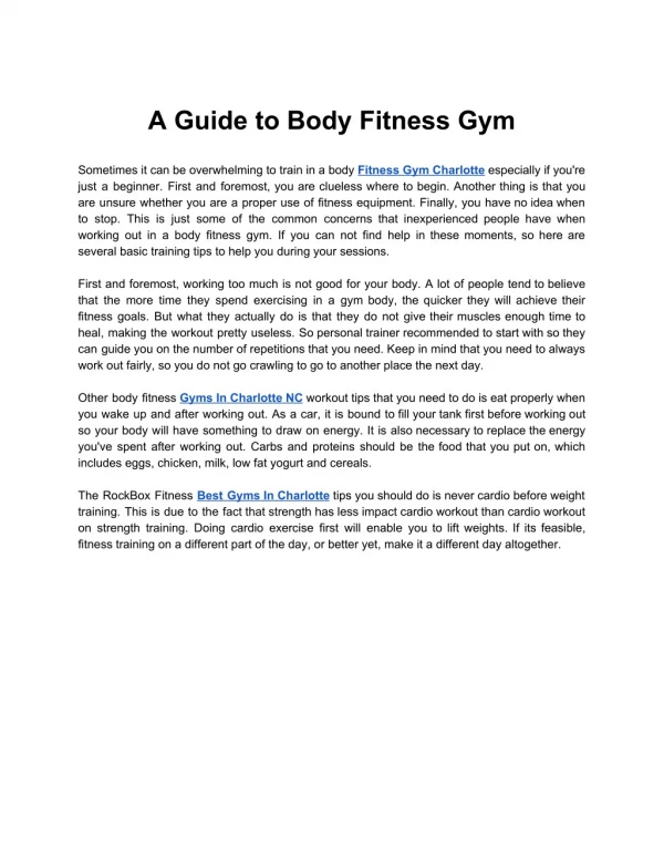 A Guide to Body Fitness Gym