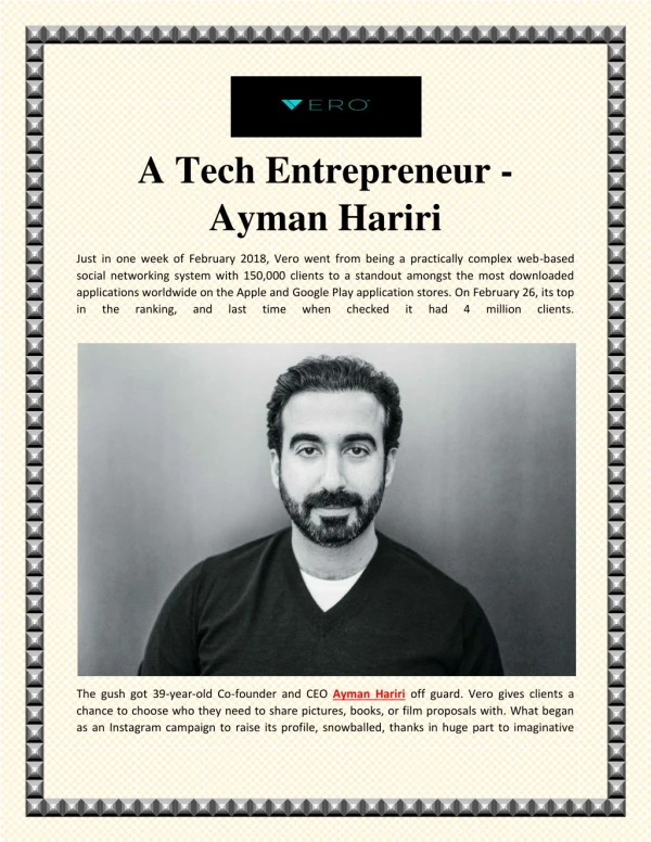 A Tech Entrepreneur - Ayman Hariri