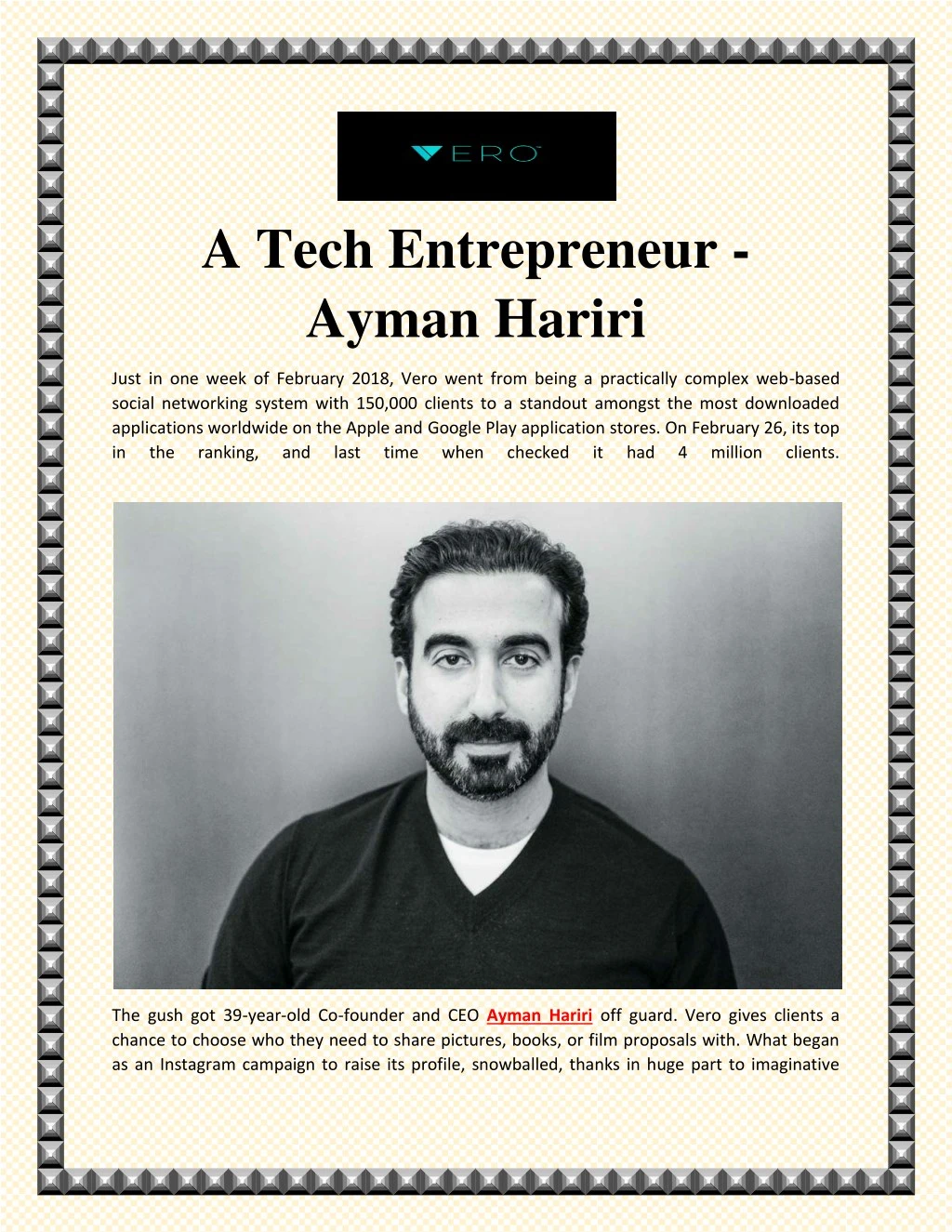 a tech entrepreneur ayman hariri