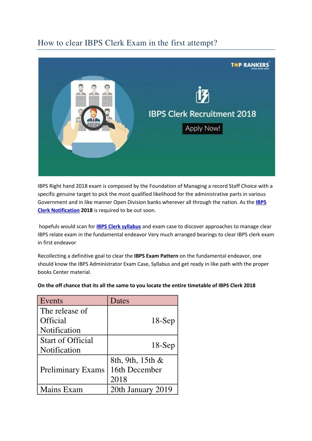 how to clear ibps clerk exam in the first attempt