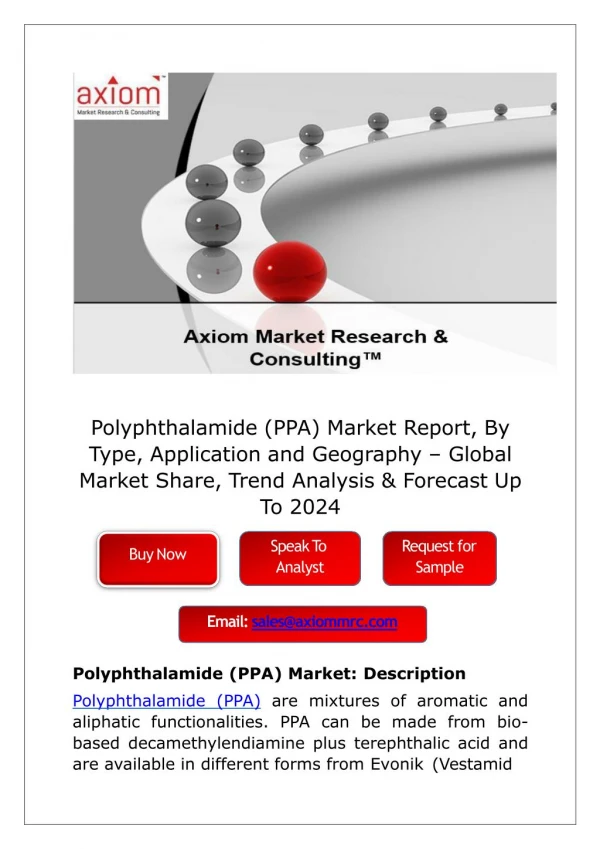 Polyphthalamide (PPA) Market by Type, Trend, Industry Growth, 2024 | Axiom MRC