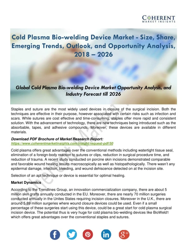 Cold Plasma Bio-welding Device Market - Global Industry Insights